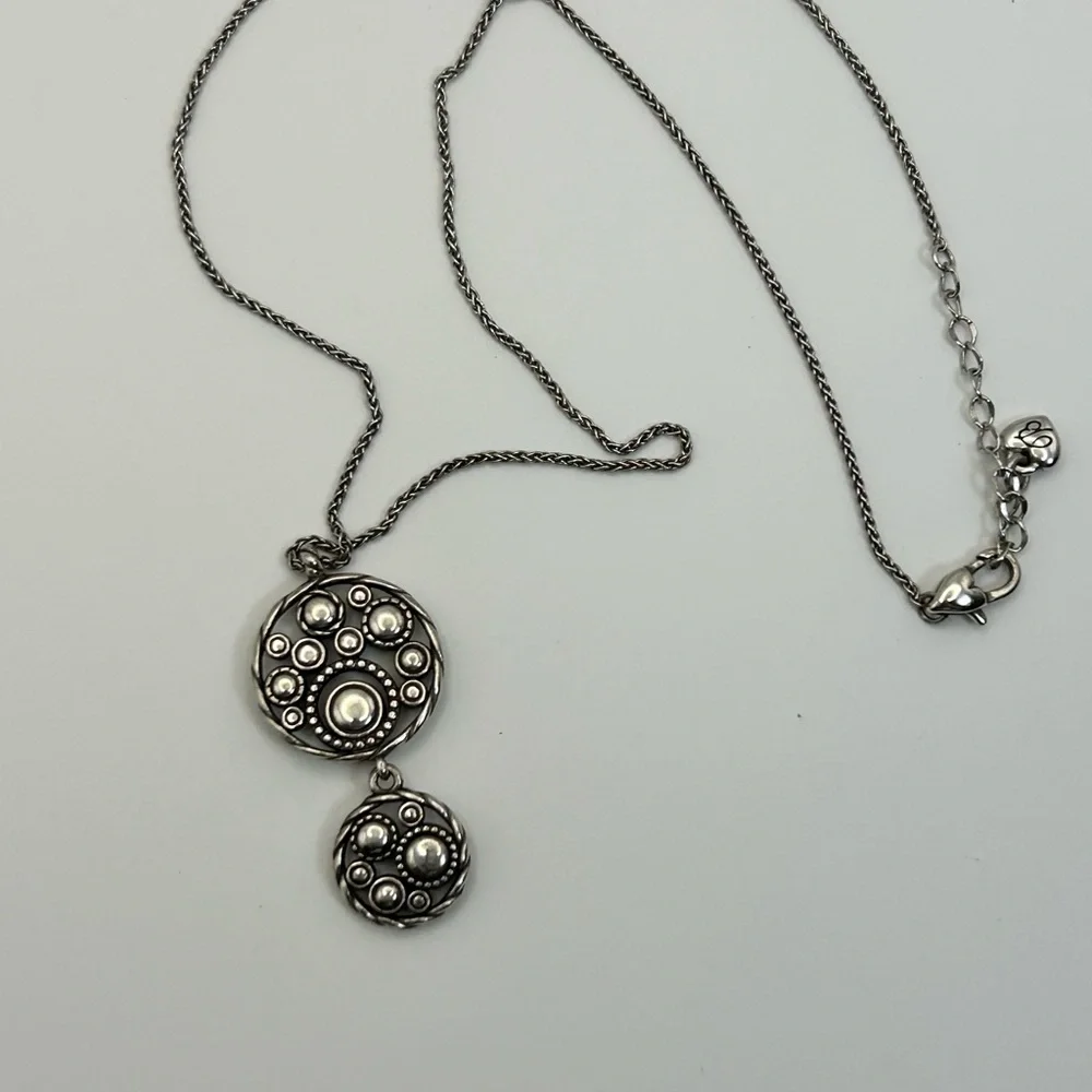 Brighton Halo Dual Pendants Necklace Silver Plated Blue Lavender Crystals